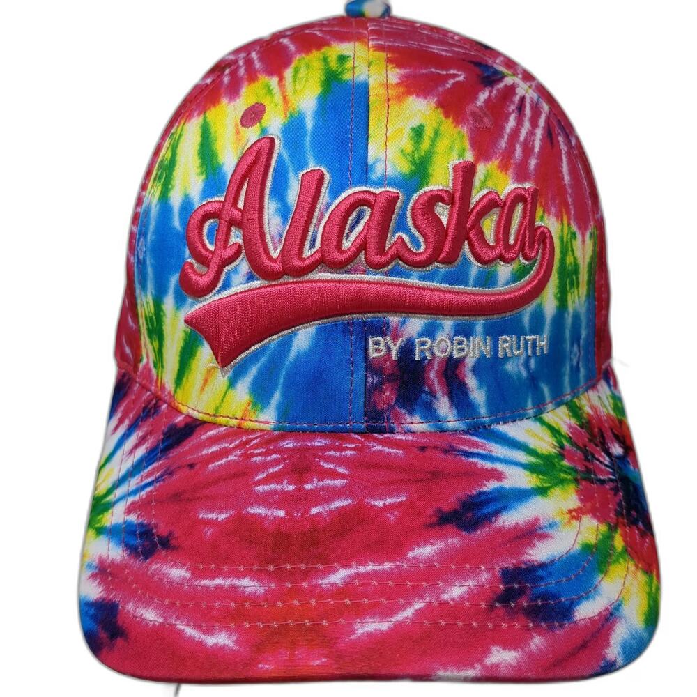 Robin Ruth Alaska Tie Dye Baseball Cap Pink Blue OSFM Strapback Embroidered Hat